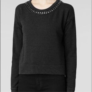 All Saints ITA Cropped Sweater US4 Grey Knot Chain Detail Sweater